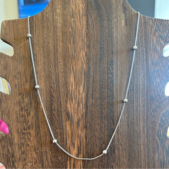 Vintage Sterling Silver Ball Bead Box Chain - Picture 2 of 7